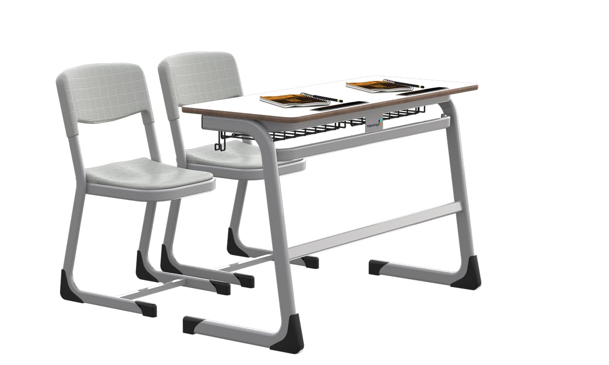 Beyaz İki Kişilik Okul Sırası