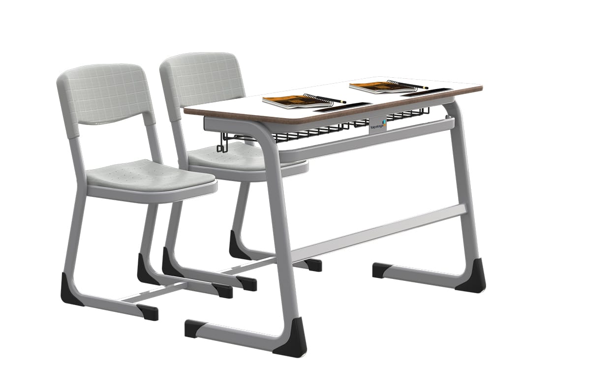 Beyaz İki Kişilik Okul Sırası